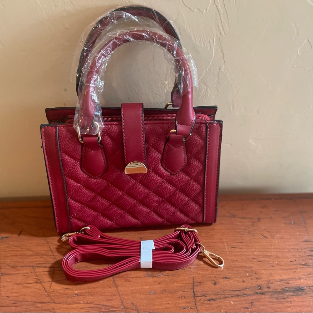 Quilted Burgundy Vegan Leather Crossbody Bag